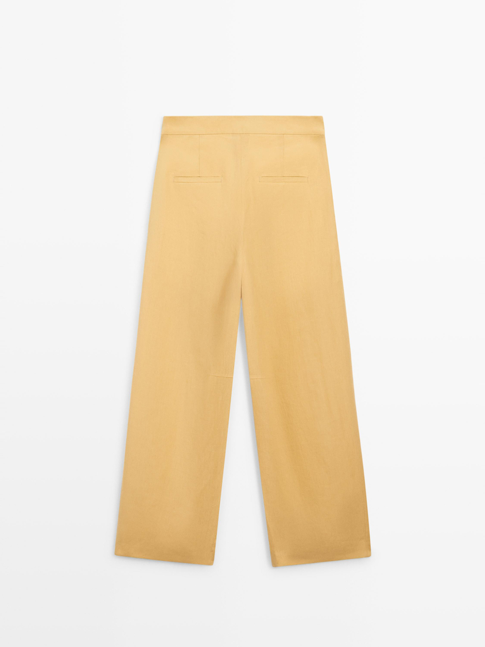 Massimo Dutti Льняные брюки прямого кроя, желтый