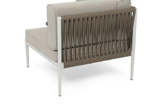 "Касабланка" угловой модуль плетеный из роупа, каркас алюминий светло-серый (RAL7035) муар, роуп серо-коричневый 23мм, ткань бежевая 15052