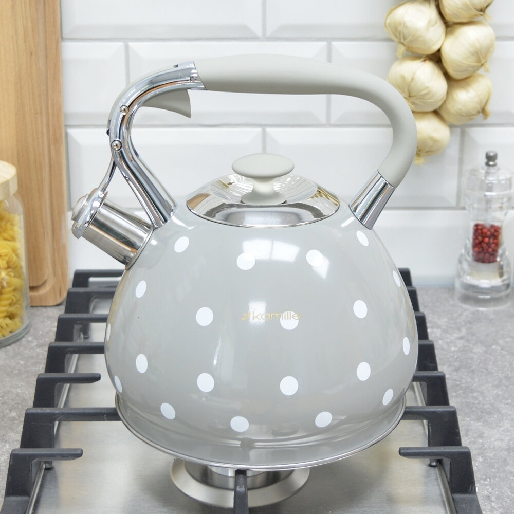 Чайник 3л нерж со свистком, с ручкой "soft-touch" (кофейный)