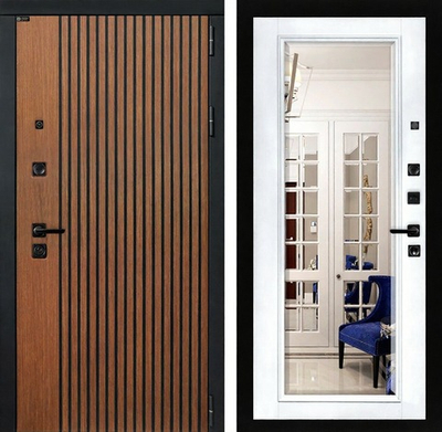 Входная дверь с Зеркалом Фацет - Белый софт - 1099