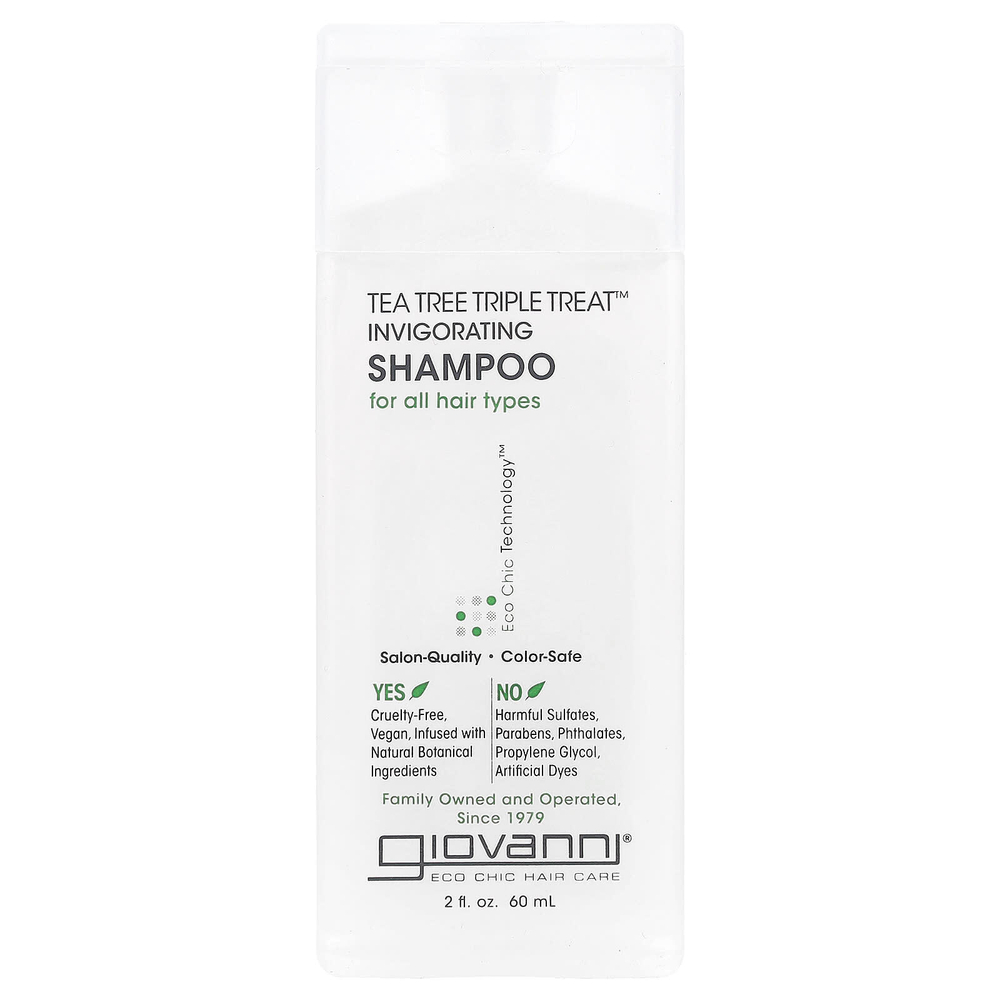 Giovanni, Tea Tree Triple Treat, укрепляющий шампунь, для всех типов волос, 60 мл (2 жидк. унции)