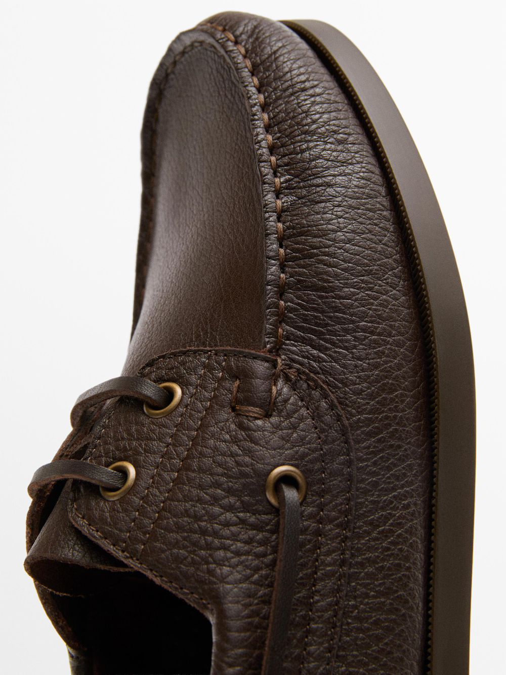 Massimo Dutti Кожаные лодочные туфли, коричневый