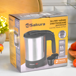 Чайник электрический дорожный 0,5л Sakura SA-2189, нерж с 2 стаканами