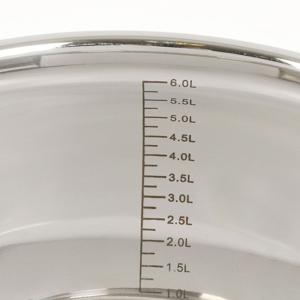 Кастрюля нерж, 5.8 л, крышка стекло, Daniks, Карлин, GS-01332G-24, индукц