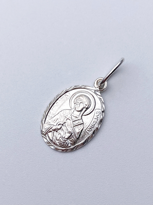 Образок из серебра/Без покрытия/С подвижным ухом/Евгения