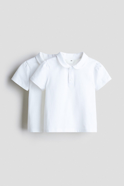 H&M Набор из двух школьных футболок-поло из хлопка, белый