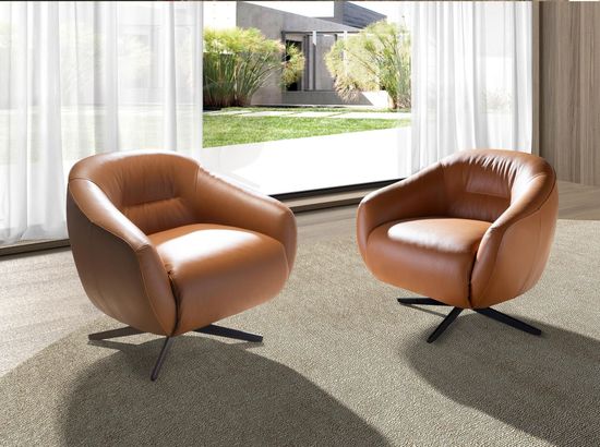 Кресло вращающееся 5183 из коричневой кожи Испания