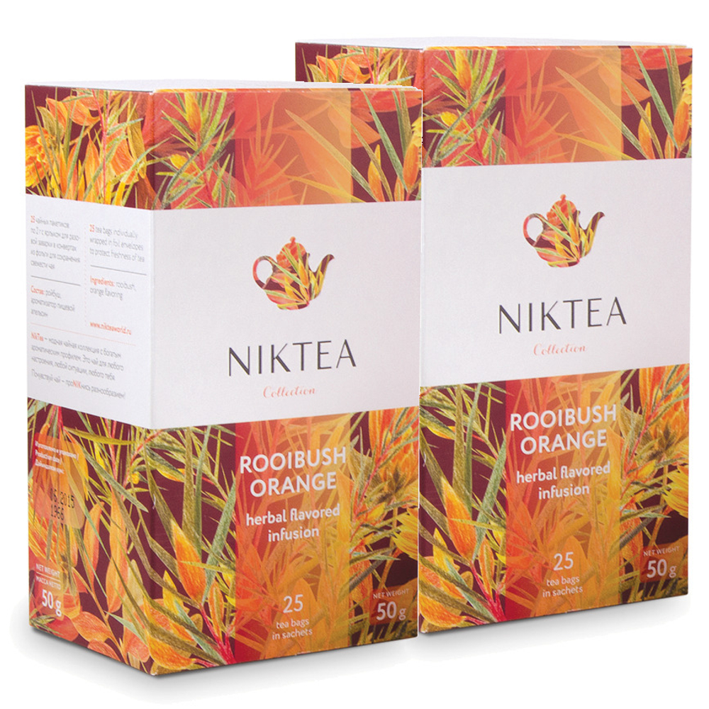 Niktea Rooibush Orange / Ройбуш Оранж, чай травяной в пакетиках, 2 x 25 шт.