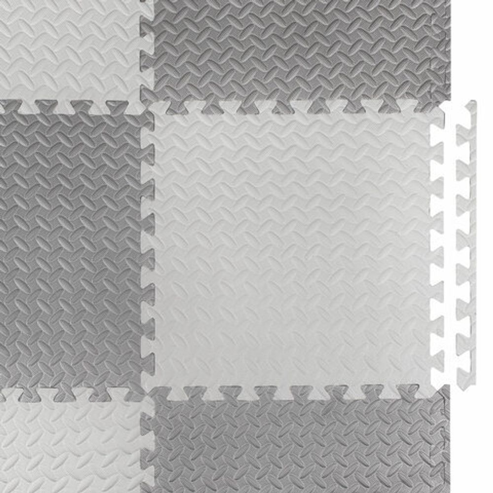 Коврик-пазл напольный 1,5х1 м, 6 шт., 50х50 см, толщина 1 см, серый, светло-серый, ЮНЛАНДИЯ, 664810