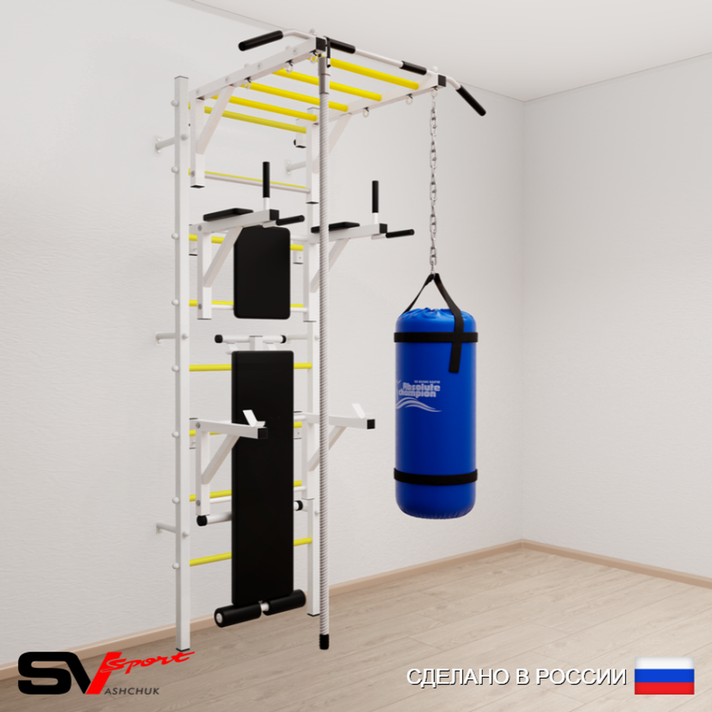 Шведская стенка Sv Sport 5601 (Турник рукоход/Брусья/Стойка/Скамья/Канат/Цепь/Мешок 15кг)