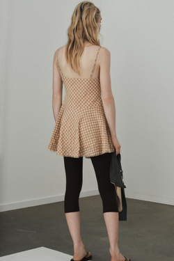 ZARA КОРОТКОЕ ПЛАТЬЕ В КЛЕТКУ С КРУЖЕВОМ, РАЗНОЦВЕТНЫЙ