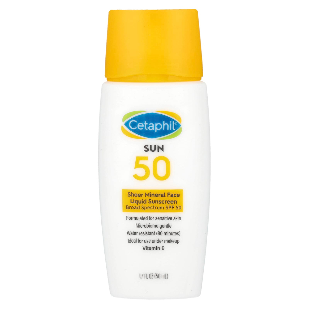Cetaphil, Чистое минеральное жидкое солнцезащитное средство для лица, SPF 50, 50 мл (1,7 жидк. унц.)