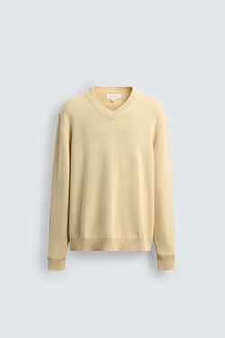 ZARA СВИТЕР КЛАССИЧЕСКОГО КРОЯ ИЗ ХЛОПКА, ВАНИЛЬНЫЙ