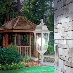 Садово-парковый светильник ЭРА НБУ 06-60-001 белый 6 гранный настенный IP44 Е27 max60Вт | Садово-парковые светильники