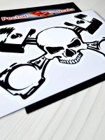 Наклейка - Череп и поршни