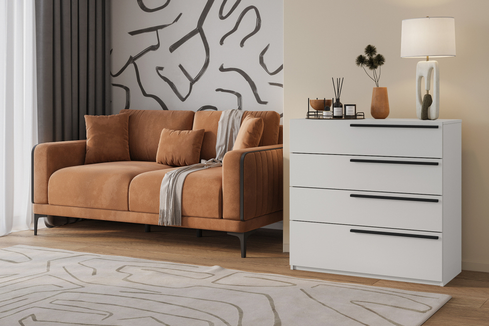 Комод Лорена Пакс-4 Белый Фасадный 0101 92*44*90 см, Белый   Фиеста