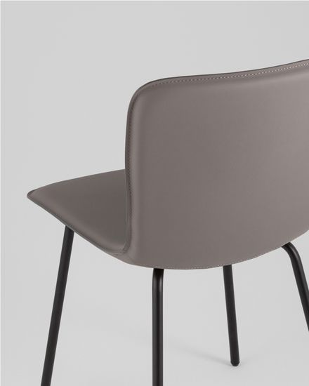 Стул обеденный Pluto серый серая экокожа, черные ножки