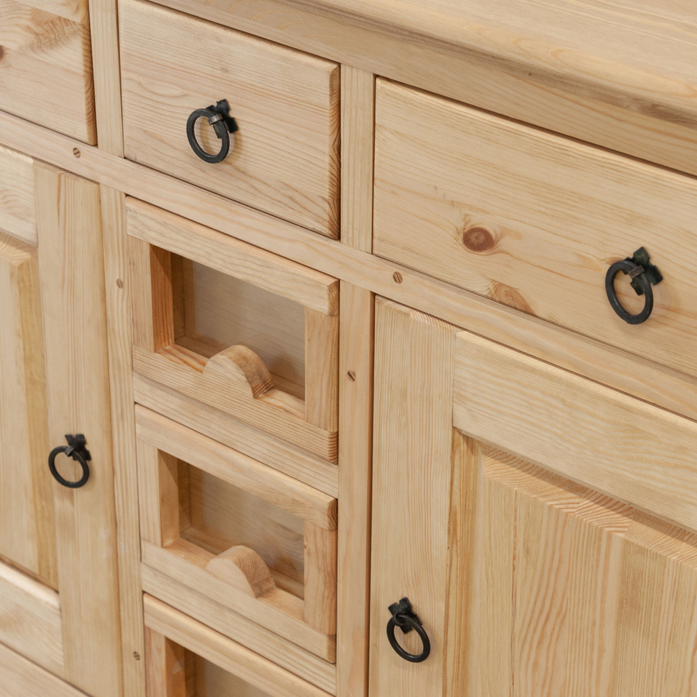 Шкаф буфет Прованс 4 двери 6 ящиков из массива сосны (верхняя и нижняя часть буфета)