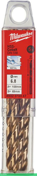 Сверло по металлу Milwaukee HSS-Co 6.8мм 5шт (4932373347)