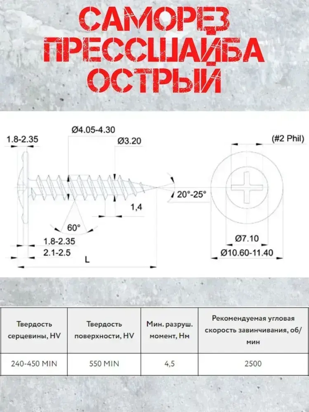 Саморез с прессшайбой 4.2х16, черный фосфат (100 шт.)