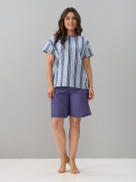 Костюм с шортами КНк-161/индиго-полоскабуквы