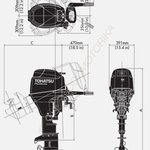 Лодочный мотор Tohatsu MFS30C S 30 л.с. четырехтактный