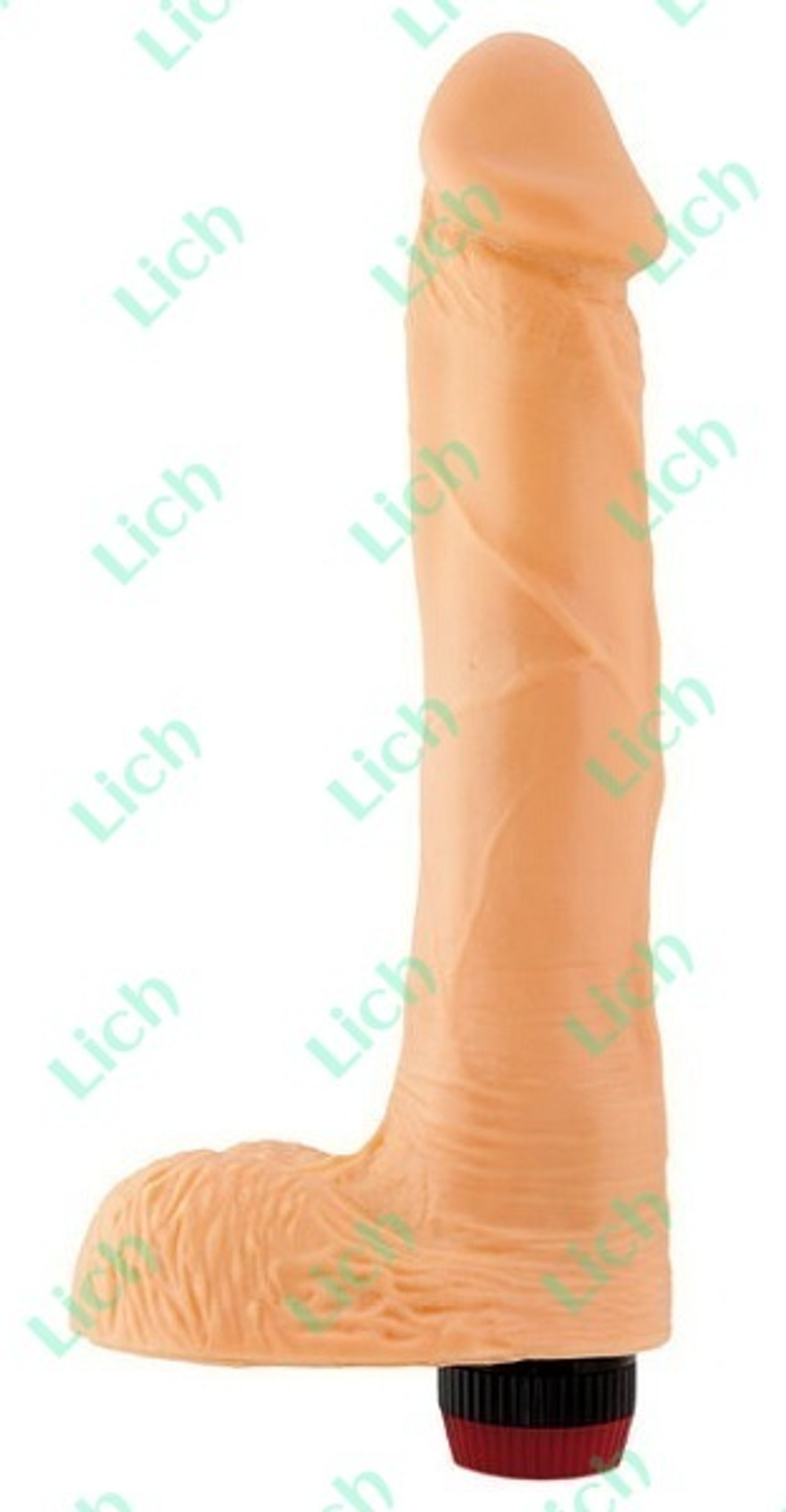 Телесный вибратор с мошонкой, 22,8 см