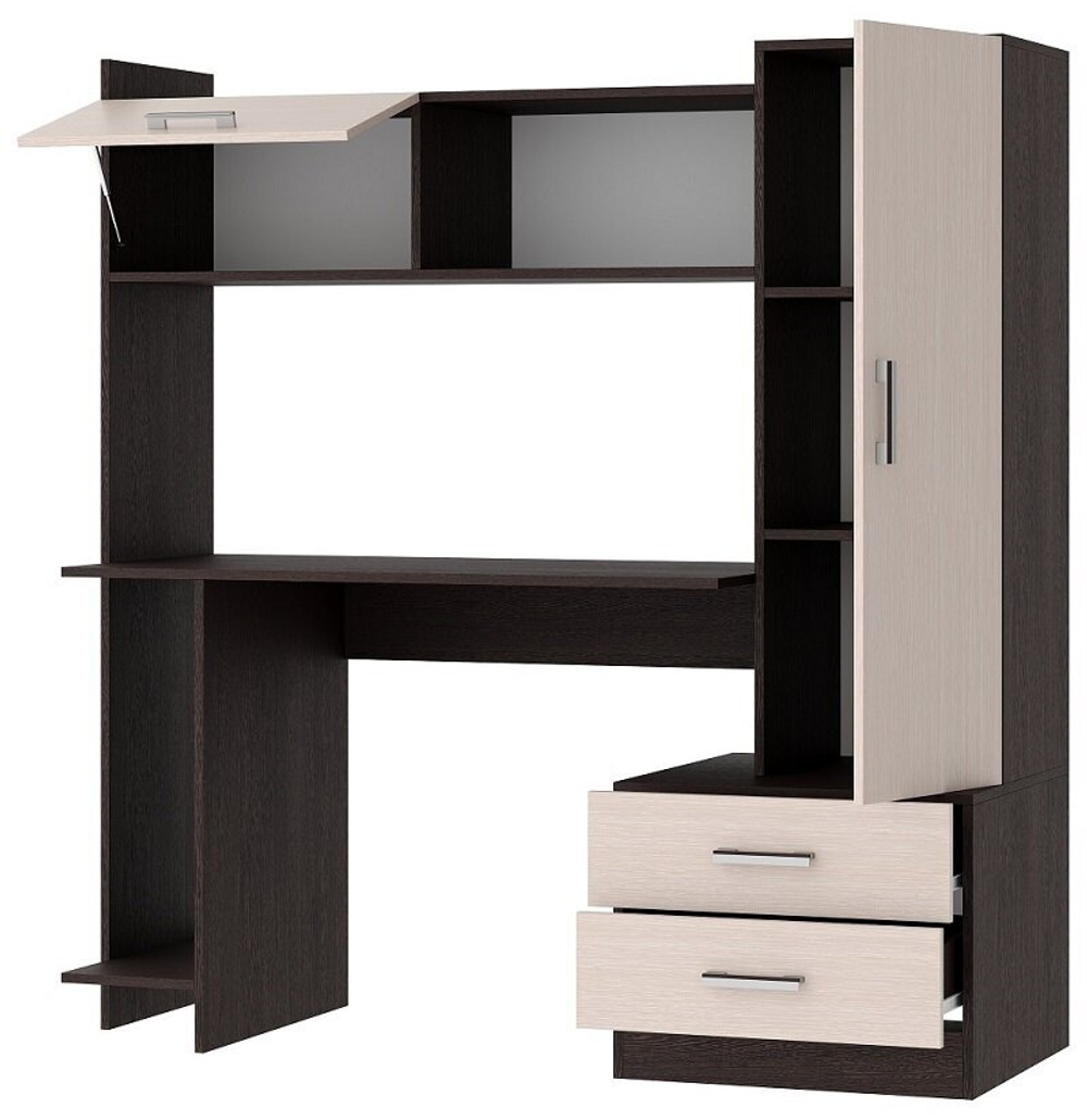 Стол компьютерный Памир ПКС-7, ЛДСП, венге, с ящиками и полками