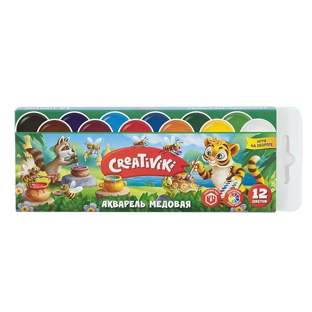 Краски акварельные 12 цв. б/к Creativiki