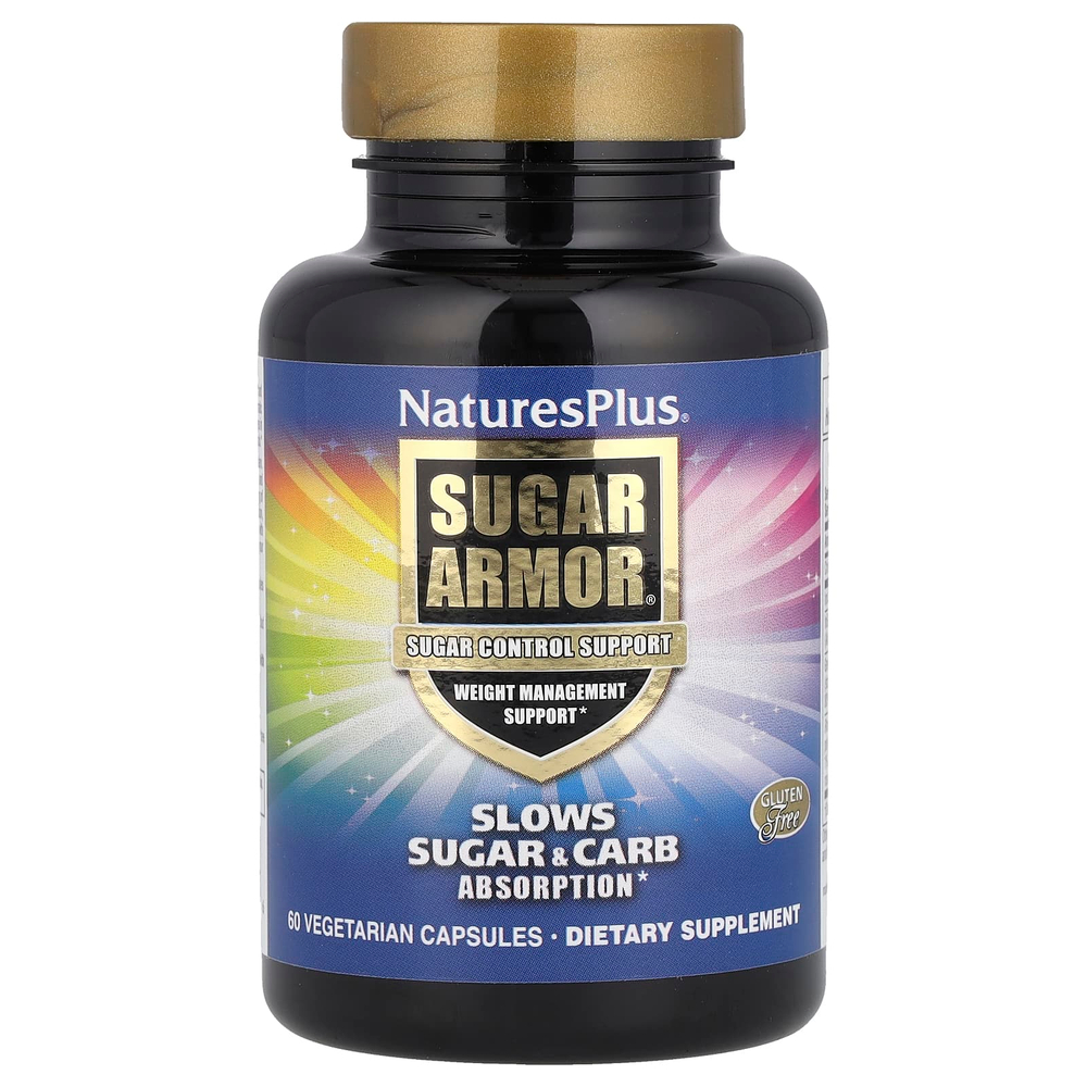 NaturesPlus, Sugar Armor, добавка для контроля сахара, 60 вегетарианских капсул