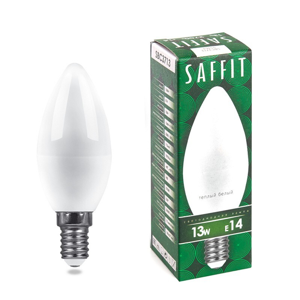 Лампа светодиодная. 13W 230V E14 2700K C37. SBC3713