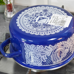 Кастрюля 3л "Вологодское кружево" синяя