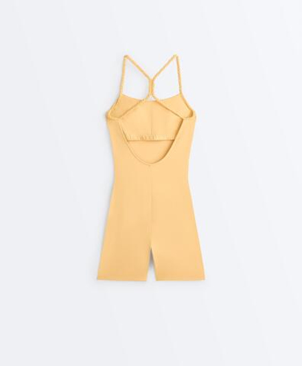 Oysho Короткий комбинезон Comfortlux, горчично-желтый