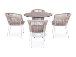 "Диего" обеденная группа на 4 персоны, круглый стол "дуб", цвет бежевый