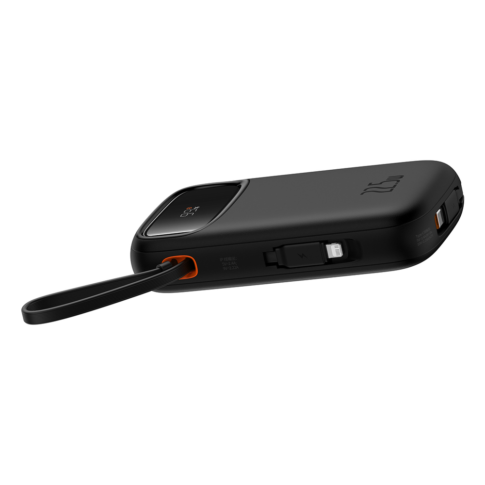 Внешний аккумулятор Baseus Qpow2 Dual-Cable Digital Display Fast Charge Power Bank 20000mAh 22.5W - Cluster Black