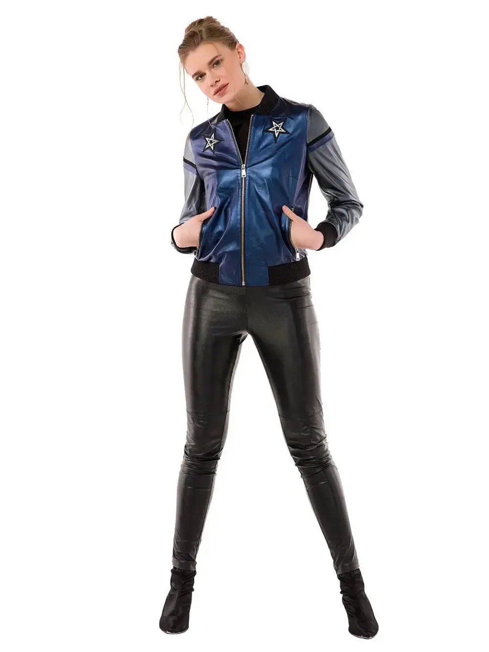 Куртка женская натуральная кожа, бомбер