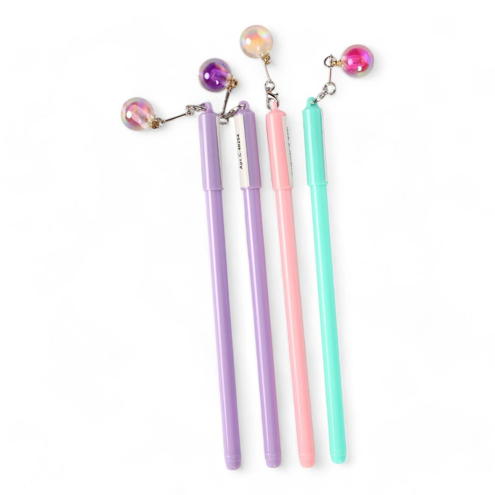 Ручка гелевая "Волшебный шар", 0,5мм, с брелком, 4 цвета микс, С-40254