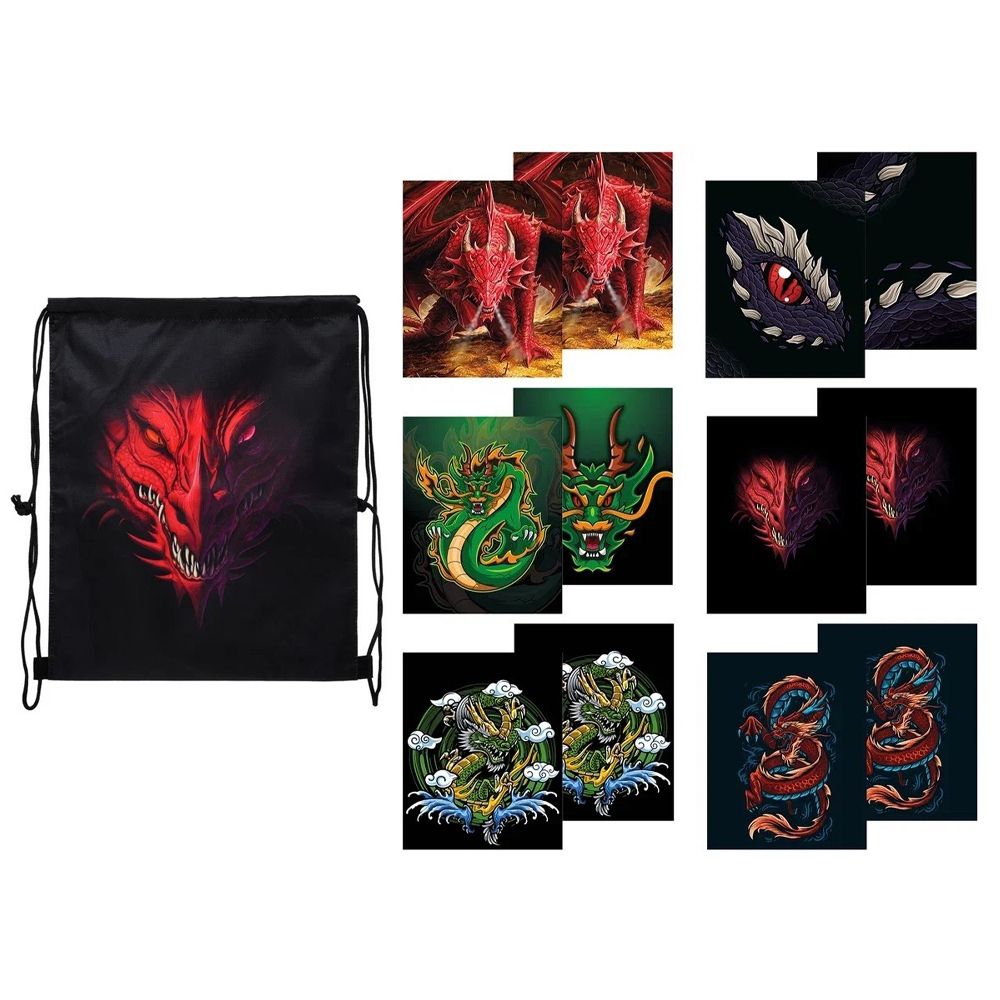 Сумка - мешок для сменной обуви Basir, серия &quot;ДРАКОНЫ&quot;, с рисунком драконов, ассорти цветов