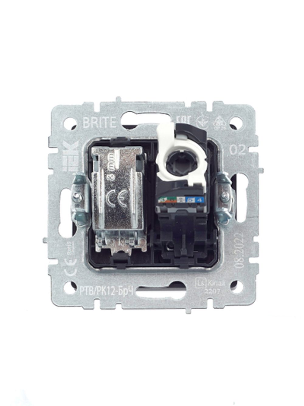BRITE Розетка двойная TV+RJ45 кат.5E РТВ/РК12-БрЧ черный IEK