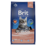 Сухой корм для стерилизованных кошек BRIT PREMIUM с лососем и курицей "Cat Sterilised Salmon&Chicken", 0.8кг
