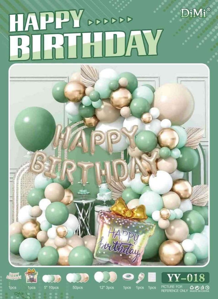 Шары воздушные в наборе 68 предметов (готовый комплект для фотозоны) HAPPY BIRTHDAY