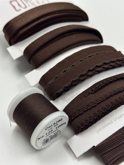 Подборка бельевых резинок шоколад + застежка для бюстгальтера текстильная