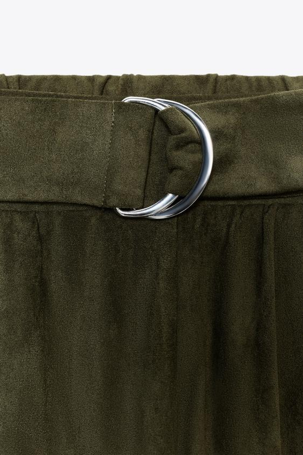 ZARA БРЮКИ BALLOON С ЭФФЕКТОМ ЗАМШИ, ХАКИ