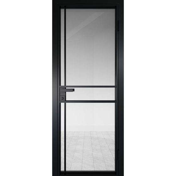 Алюминиевая дверь 9AG чёрная матовая RAL9005 остеклённая