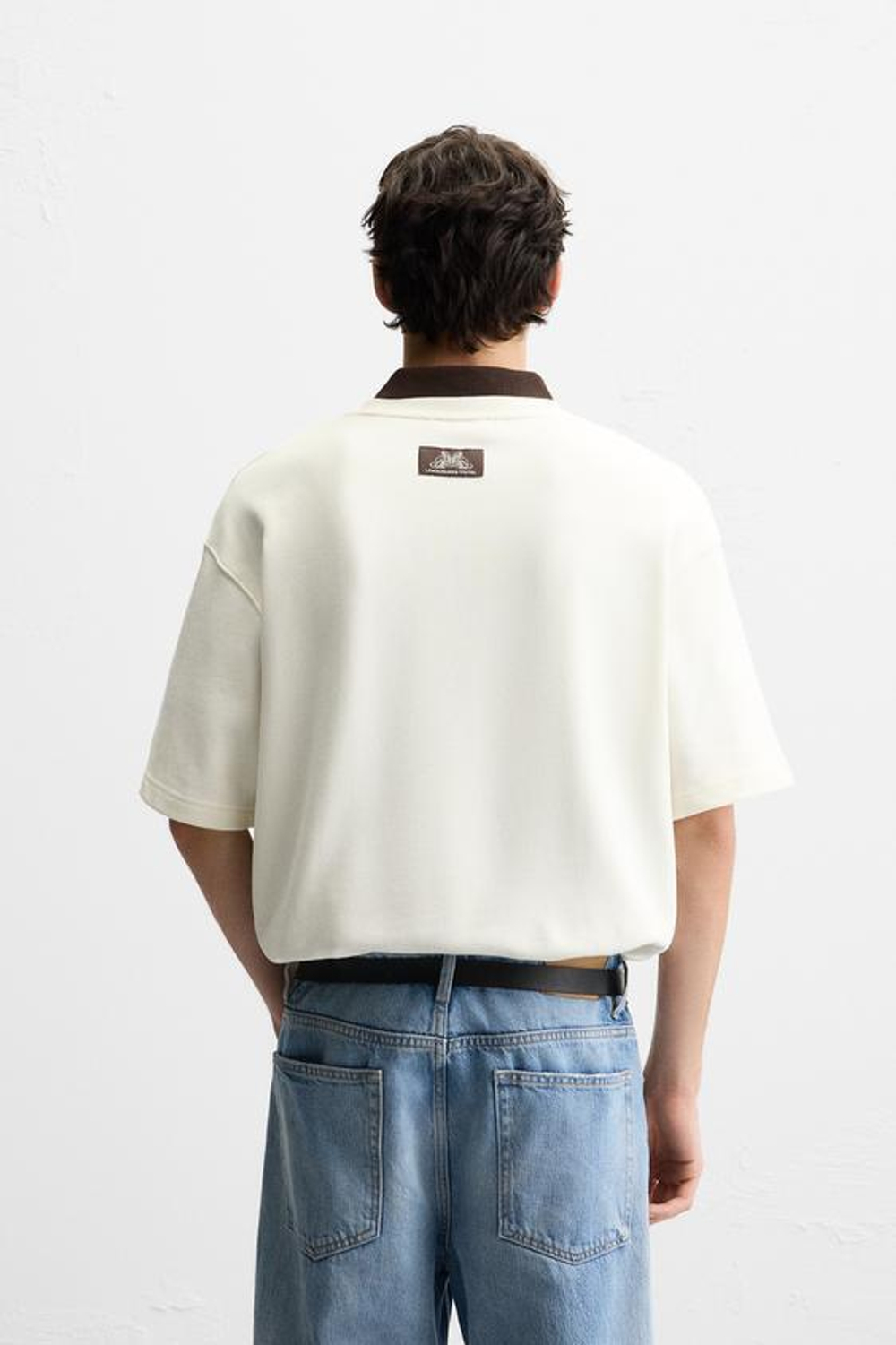 ZARA ТОЛСТОВКА С ВЫШИВКОЙ "БОРЗАЯ", ЖЕЛТОВАТО-БЕЛЫЙ