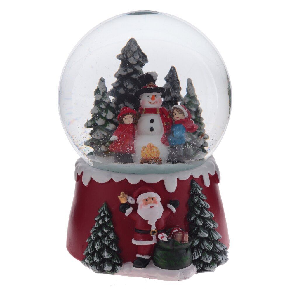 GAEM Фигурка декор в стекл шаре "Снеговик и дети" (муз ключ), D 10 см, L9,5 W10 H15 см