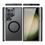 Чехол с Магсейф для Samsung Galaxy S24 Ultra прозрачный матовый с черным бортом WLONS