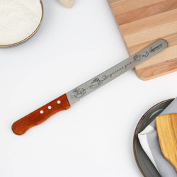 Нож для бисквита двусторонний с крупными зубцами, 25 см