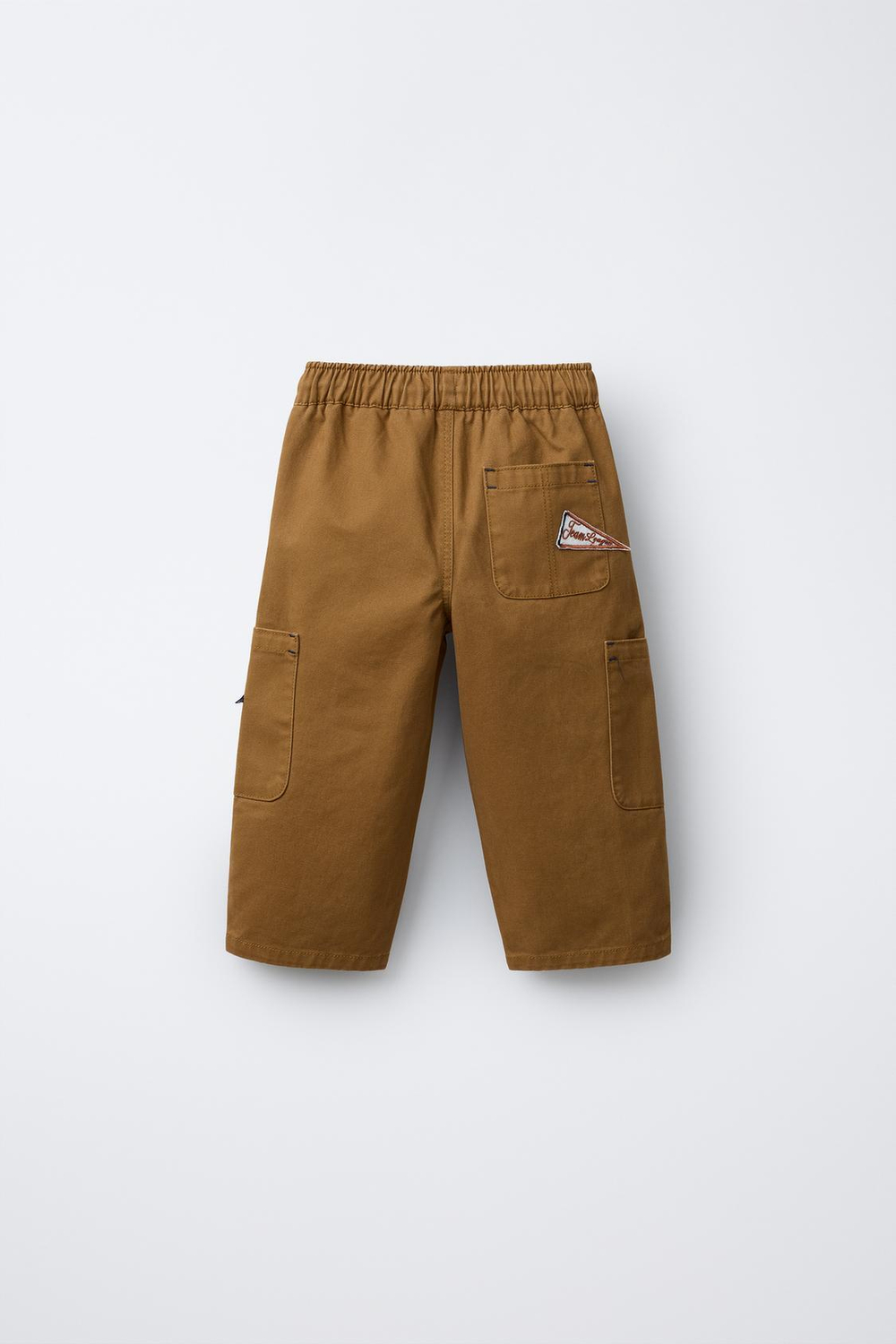 ZARA БРЮКИ КАРГО С НАШИВКАМИ, СВЕТЛО-КОРИЧНЕВЫЙ