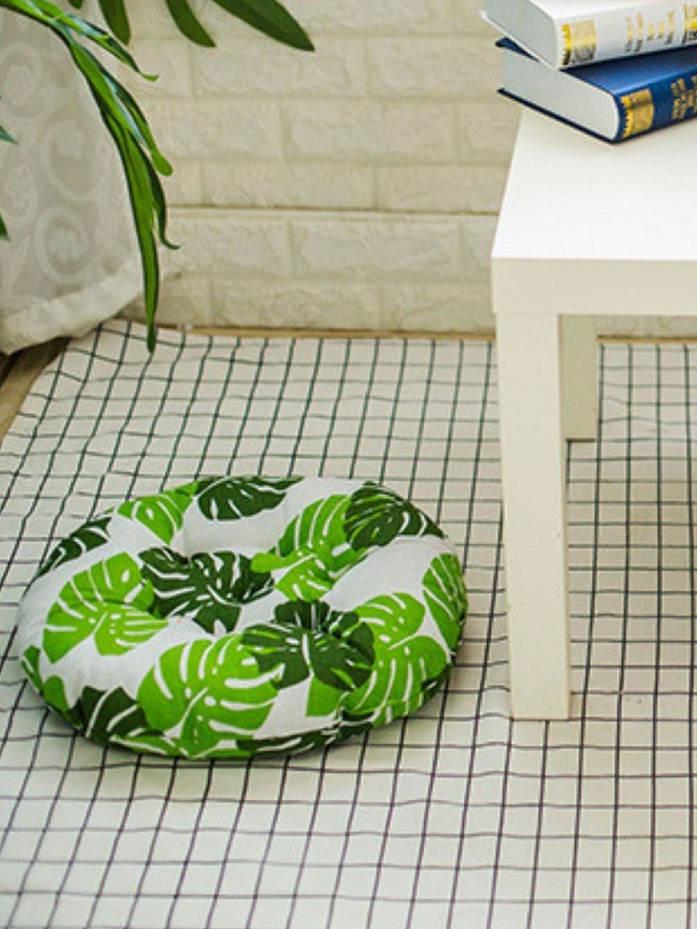 Подушка на стул круглая диаметр 40см листья (Т40-431)